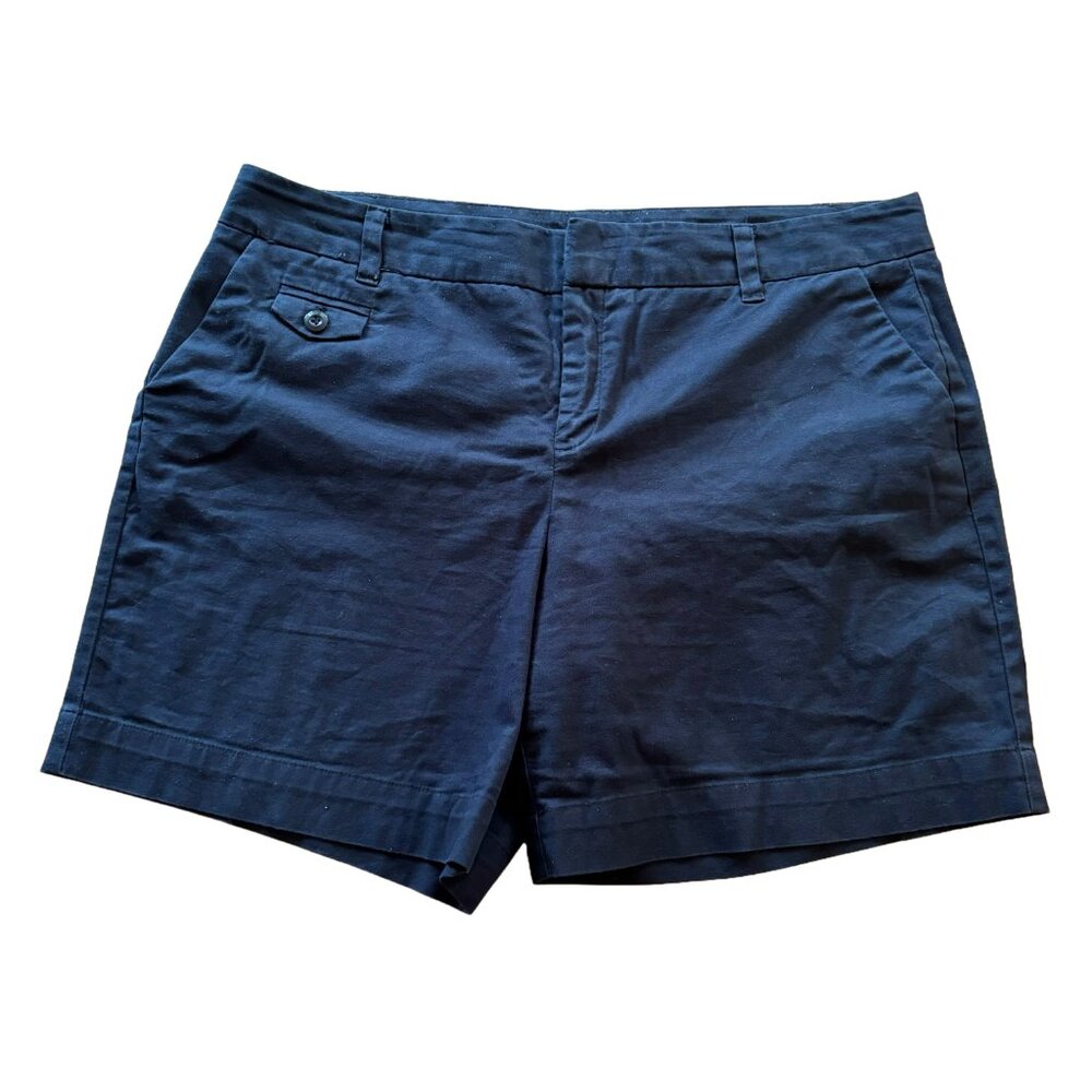 Bay Studio Black Mid Rise Bermuda Casual Cotton Shorts Sz 14 Pockets Loose